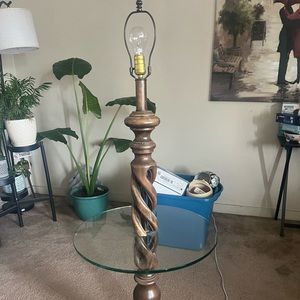Wood glass table lamp